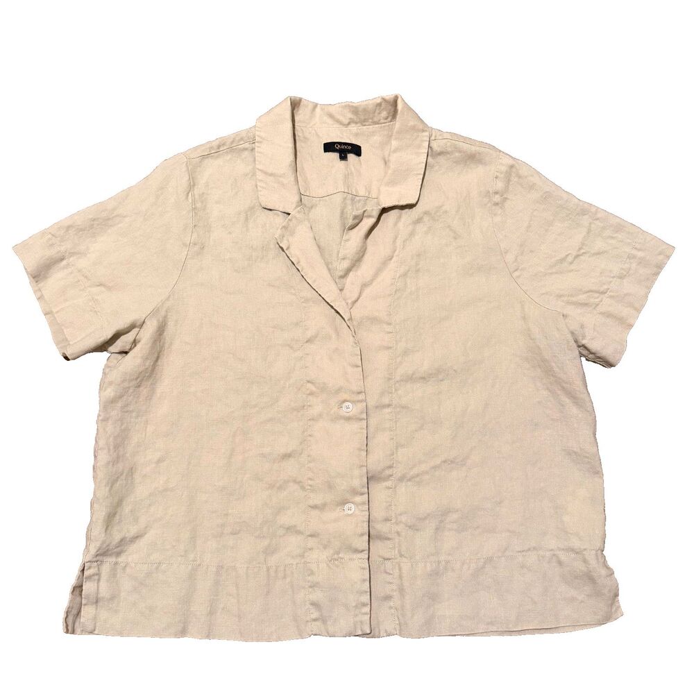 Quince 100% European Linen Flowy Beach Short Sleeve Shirt - Women's Size Large